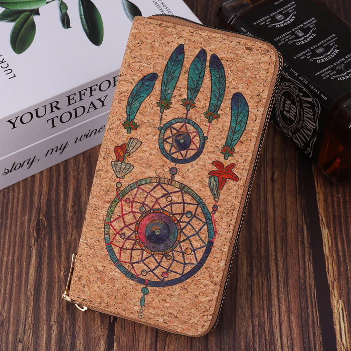 Wholesale PU Dream Catcher Feather Wind Chime Pattern Coin Purse JDC-WT-HuLi007