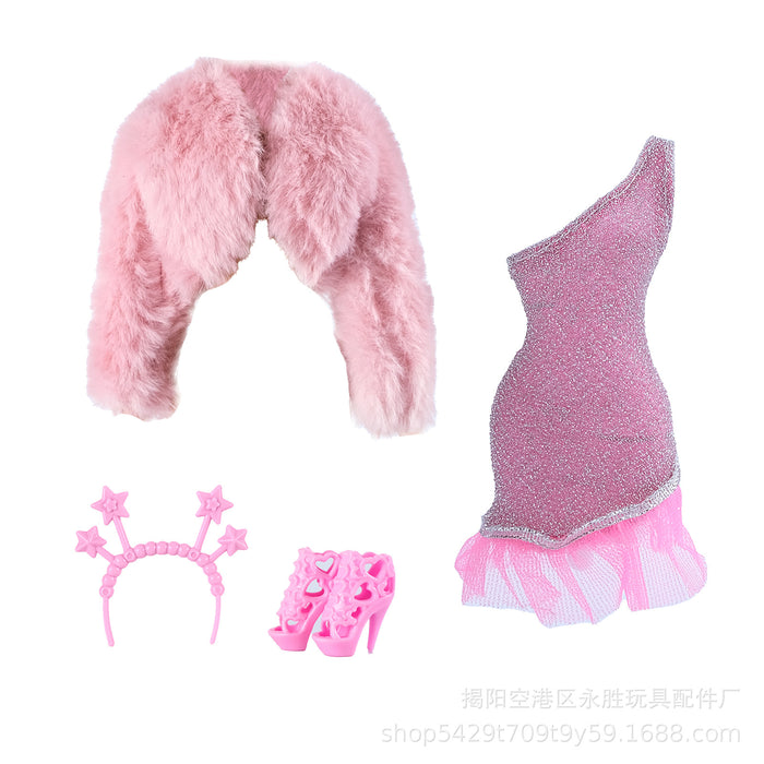 Wholesale  Doll fur plush coat skirt suit doll dress