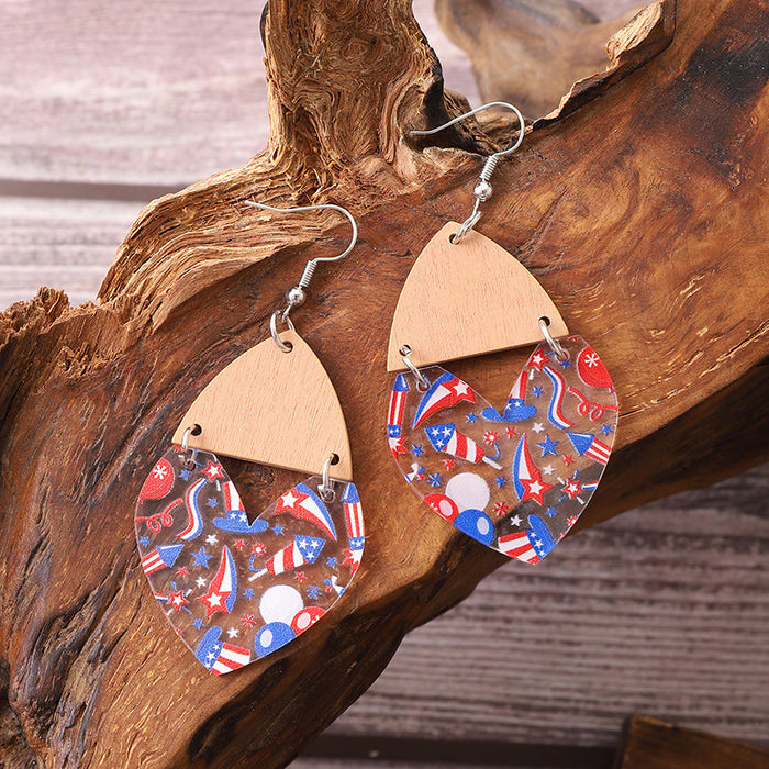 Wholesale Star earrings with striped heart-shaped acrylic patchwork earrings and earrings