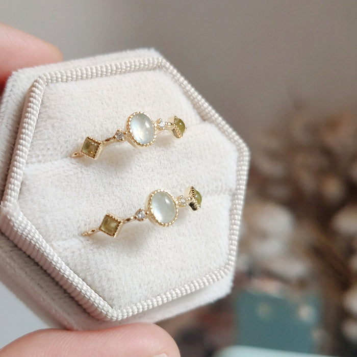 Wholesale Light luxury pure silver gold-plated olivine inlaid ring