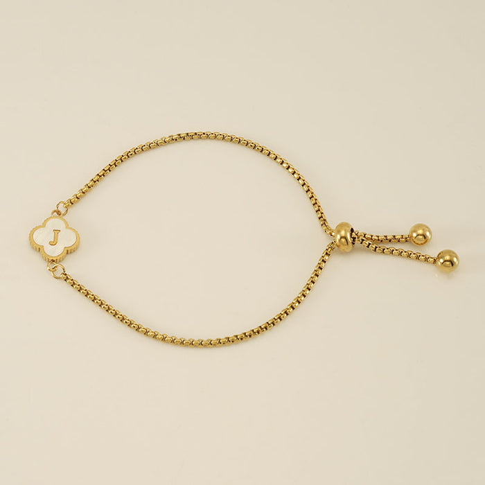 Wholesale Stainless Steel Seashell Four-Leaf Clover Letter Bracelet