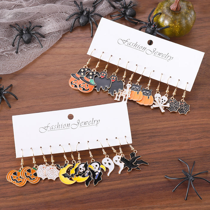 Wholesale Zinc Alloy Earring Set Ghost Pumpkin Skull Drop Earrings Party Gift