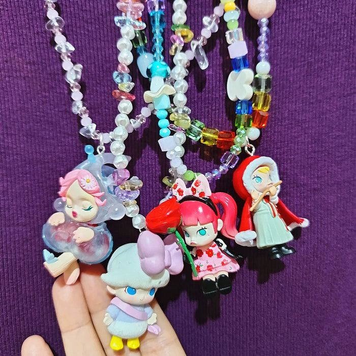 Wholesale Crystal Beaded Red Hat Fairy Cute Short Necklace for Women