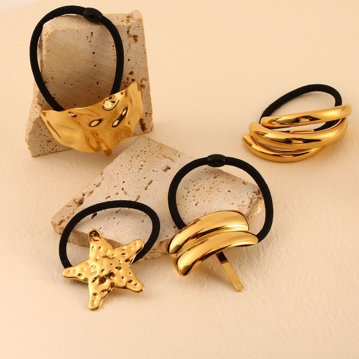 Wholesale New minimalist stainless steel headband, fashionable and high-end style, ponytail tied hair tie, black headband