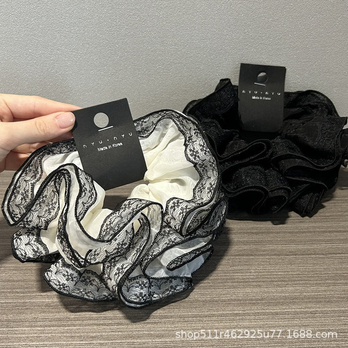 Wholesale Design Lace Hollow Lace Hair Ring Women's Elegant Big Bowel Ring Hair Accessories