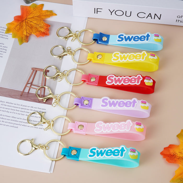 Wholesale   Keychain Pendant PVC Soft Rubber Keychain Silicone Leather Rope  Pendant