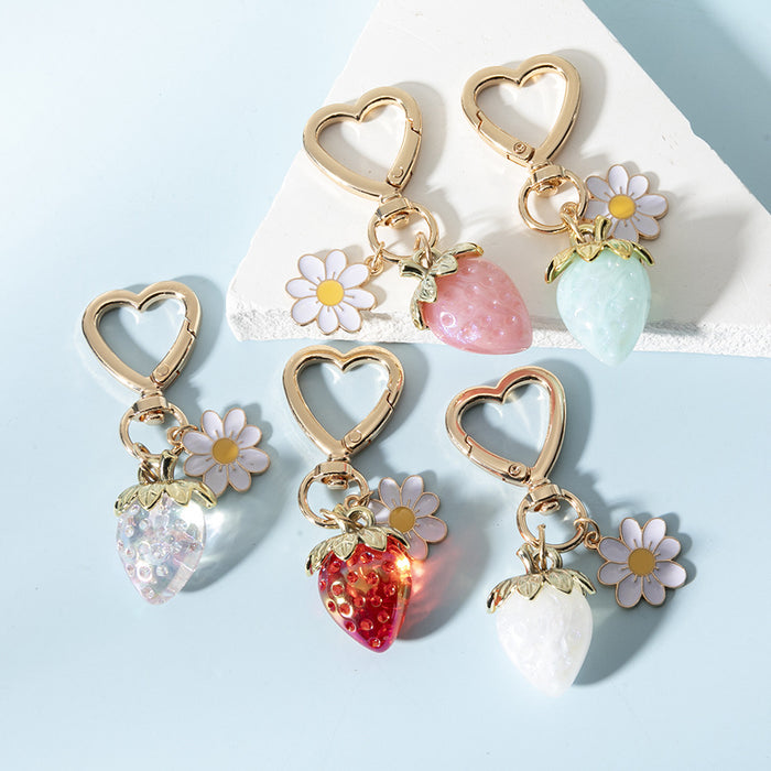 Wholesale Strawberry Heart Shape Alloy Keychain JDC-KC-JinY006