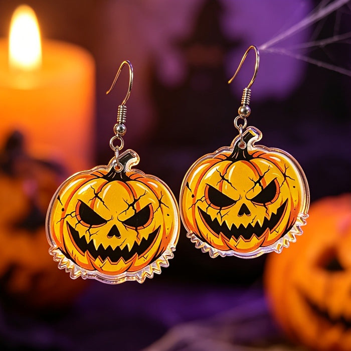 Wholesale Trendy  Party 2D Acrylic Evil Pumpkin Earrings Jewelry Accessory
