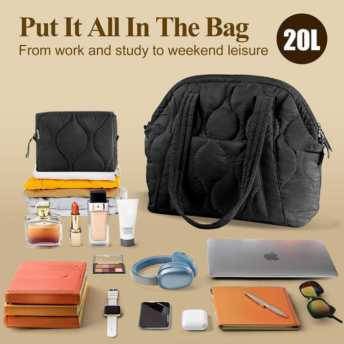 Wholesale Large-capacity cotton bag,  fashionable and simple one-shoulder underarm bag with small bag,  waterproof diamond tote bag