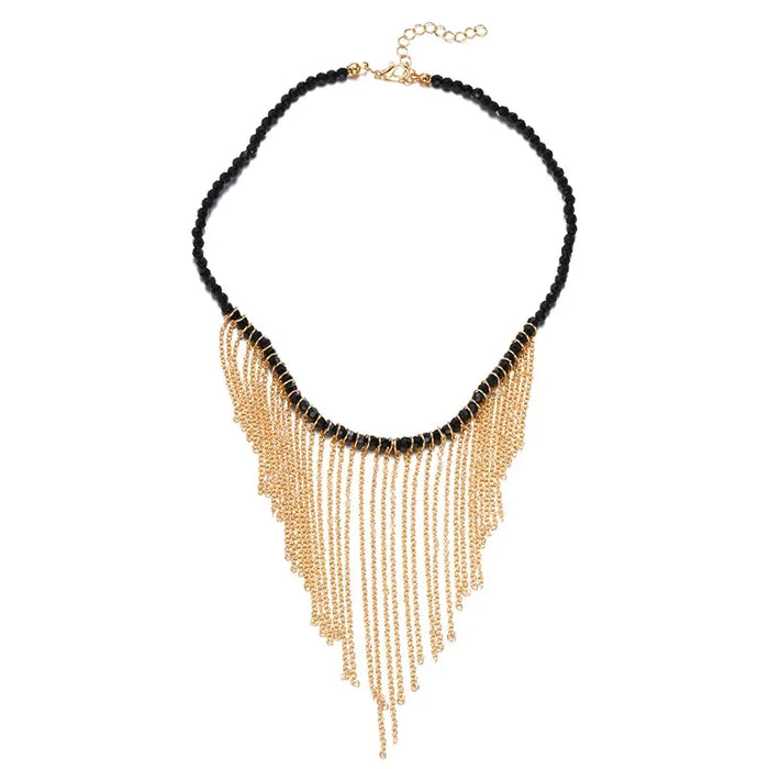 Wholesale Exaggerated jewelry, bead chain pendant, personalized niche chain, tassel necklace