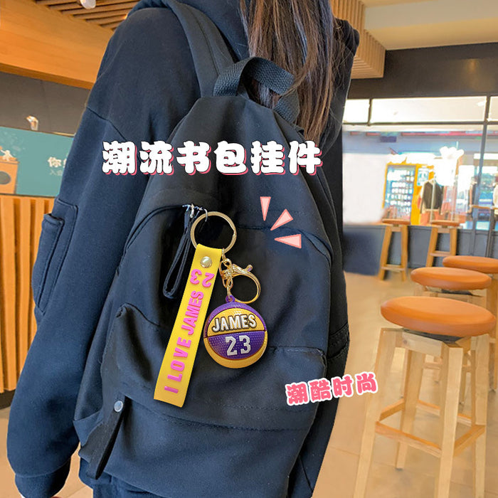 Wholesale Cartoon key chain star basketball pendant bag pendant car key chain gift