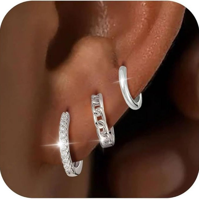 Wholesale Hot selling minimalist classic micro embedded zircon round ear buckle set with niche design earrings