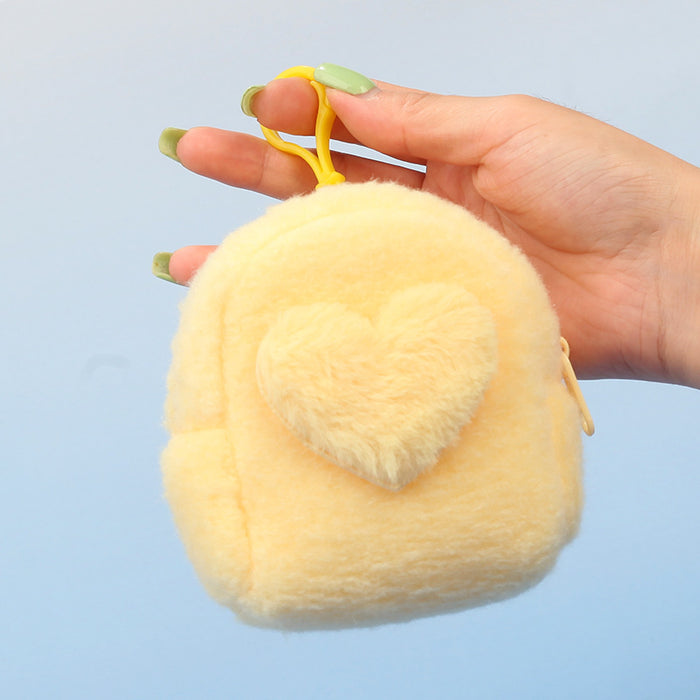 Wholesale Stylish Heart Shaped Plush Pouch For Women Coin Wallet Earphone Case Card Holder Gift Everyday Use