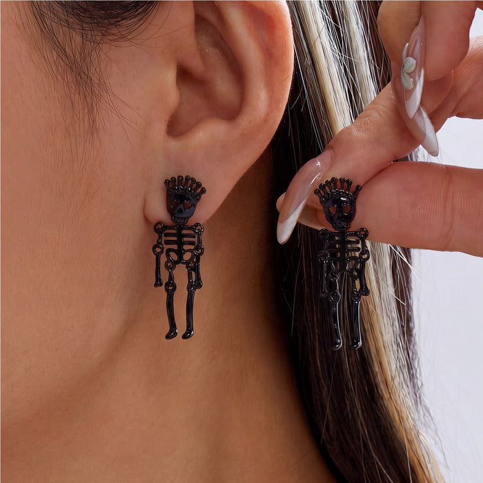 Wholesale Skeleton Skull Earrings Alloy Silver Plated Fashion Accessory
