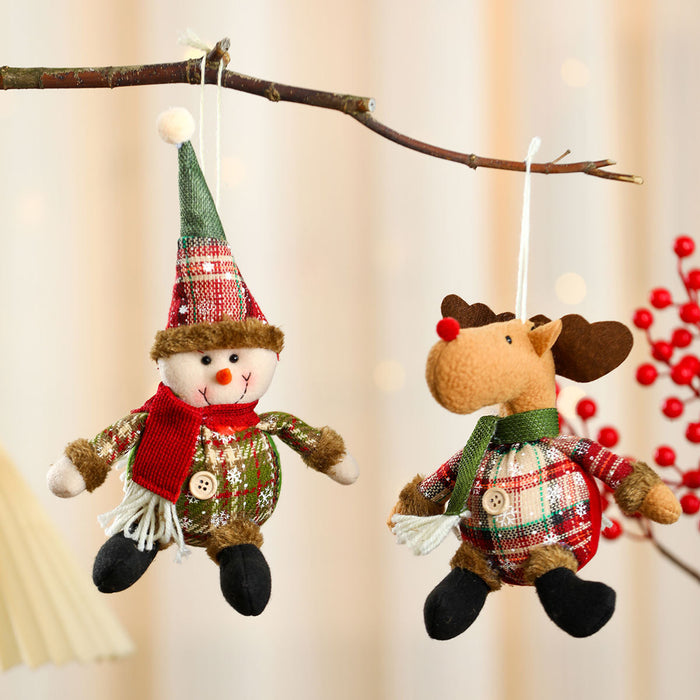 Wholesale Christmas Plaid Buttons Spherical Christmas Pendant Christmas Ornaments Christmas Tree Hanging Ornaments