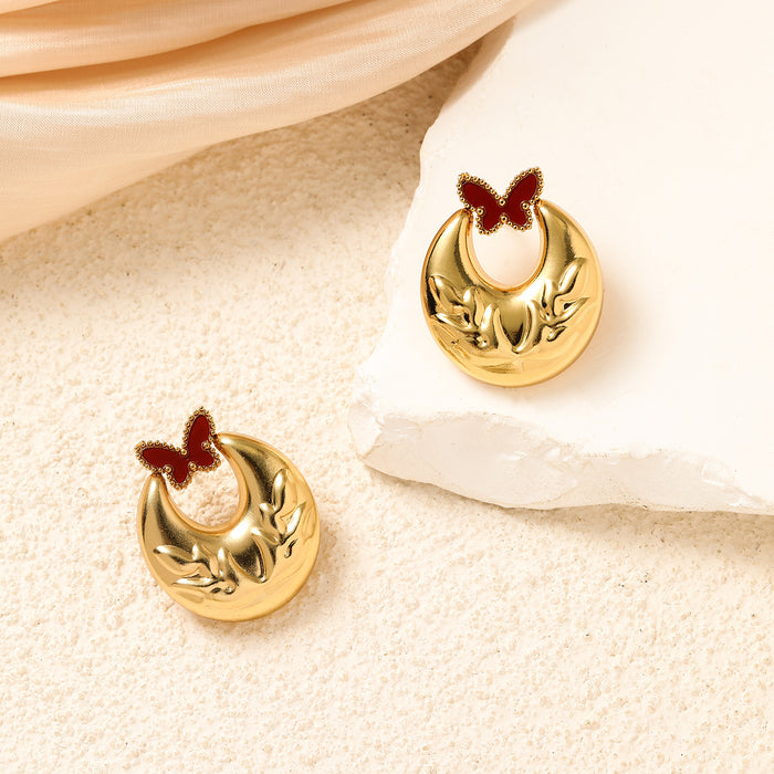 Wholesale Metal style butterfly earrings stainless steel geometry