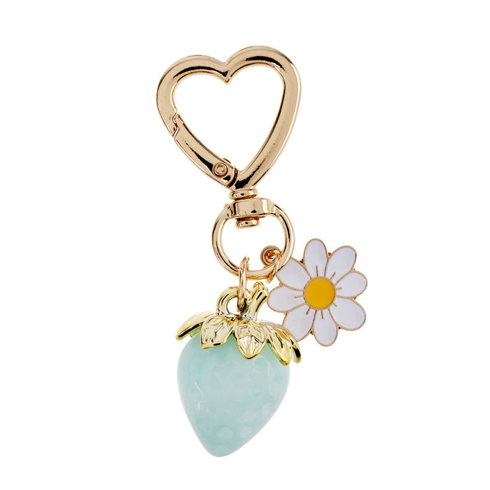 Wholesale Strawberry Heart Shape Alloy Keychain JDC-KC-JinY006