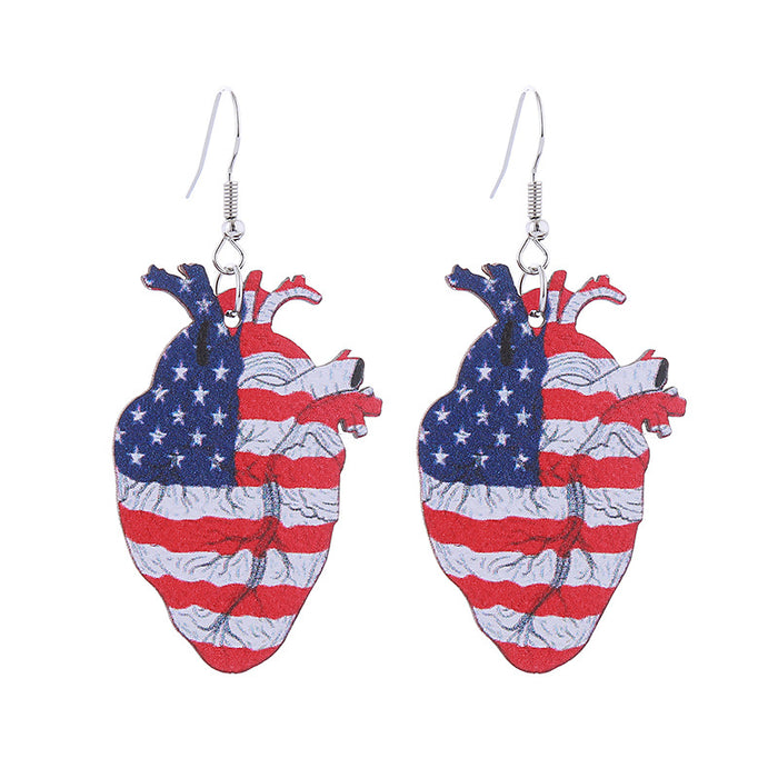 Wholesale Wooden Printed American Independence Day Earrings JDC-ES-ChouTteng013