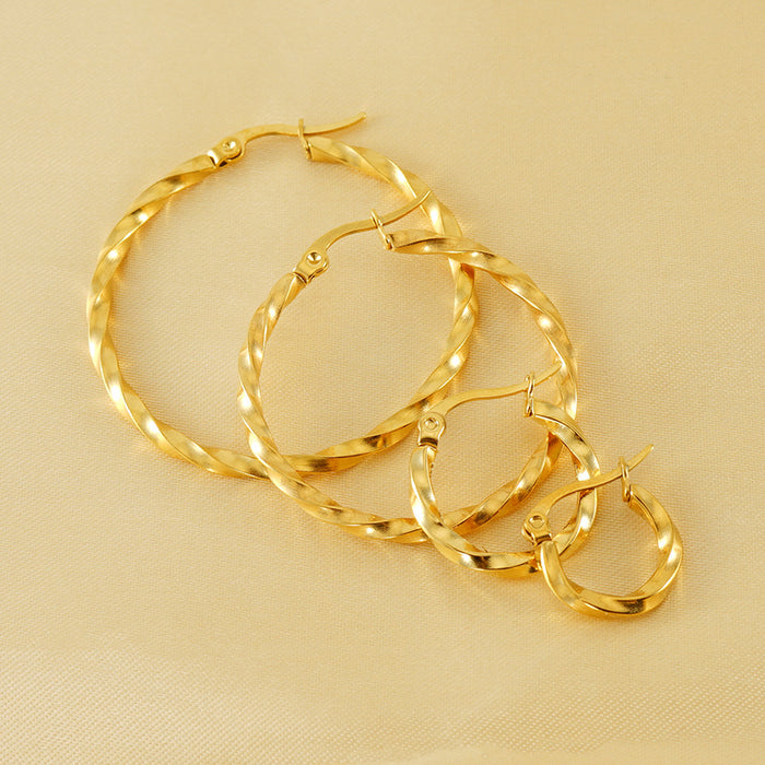 Wholesale Circle Stainless Steel Gold Plated Ripple Earrings JDC-ES-ZhongYao004