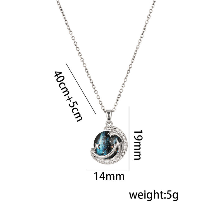 Wholesale Titanium Steel Elegant Full Diamond Necklace for Women JDC-NE-OBK011