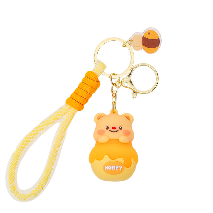 Wholesale 3pcs Cute honey bee jar butter keychain