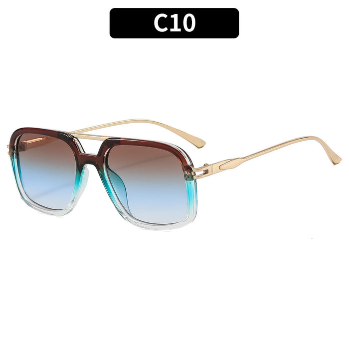 Wholesale Chic Retro Double Bridge Sunglasses for Women UV400 Large Frame Black Gray Sun Protection Fashion Accessory