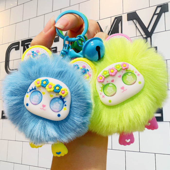 Wholesale Plush sweetheart bear cute rex rabbit fur pendant doll keychain