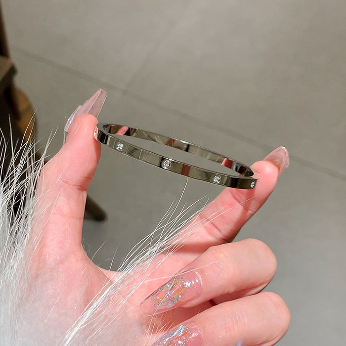 Wholesale Diamond titanium steel bracelet, high-end sensory ring bracelet, silver bracelet, light luxury niche bracelet, zircon jewelry