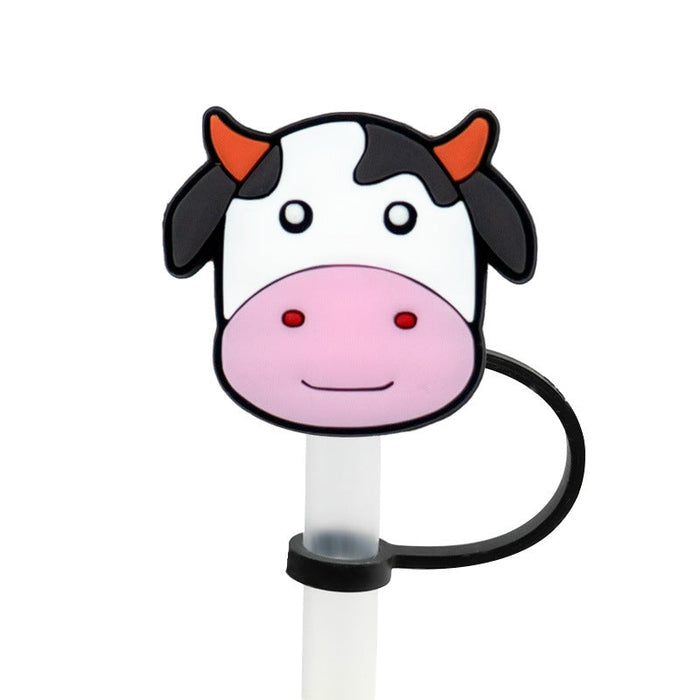 Wholesale 10PCS Cartoon Cow Milk Box Silicone Dustproof Straw Stopper JDC-SCR-KuaJi018