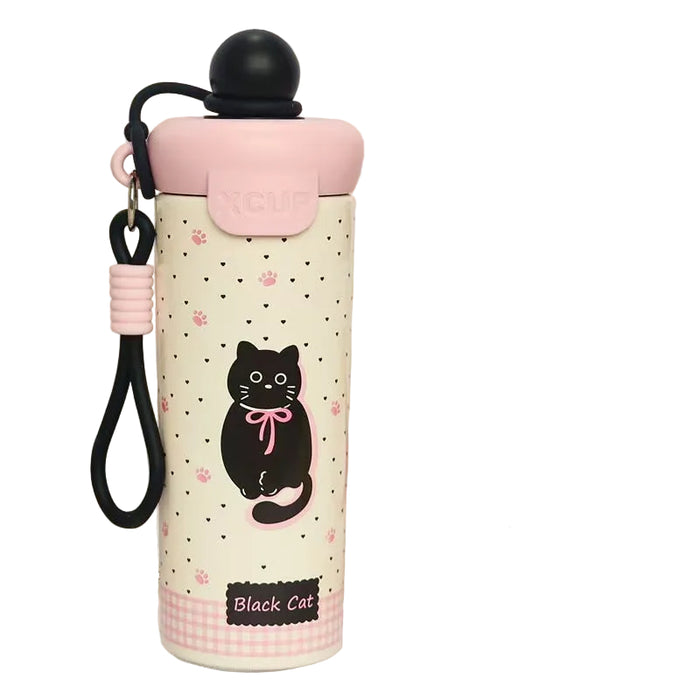 Wholesale Cute animal pattern stainless steel straw thermos for students