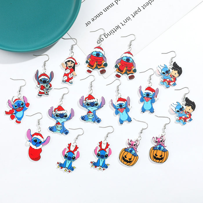 Wholesale Anime Star Stitch Acrylic Earrings Stitch Cartoon Doll Earrings JDC-ES-BS002