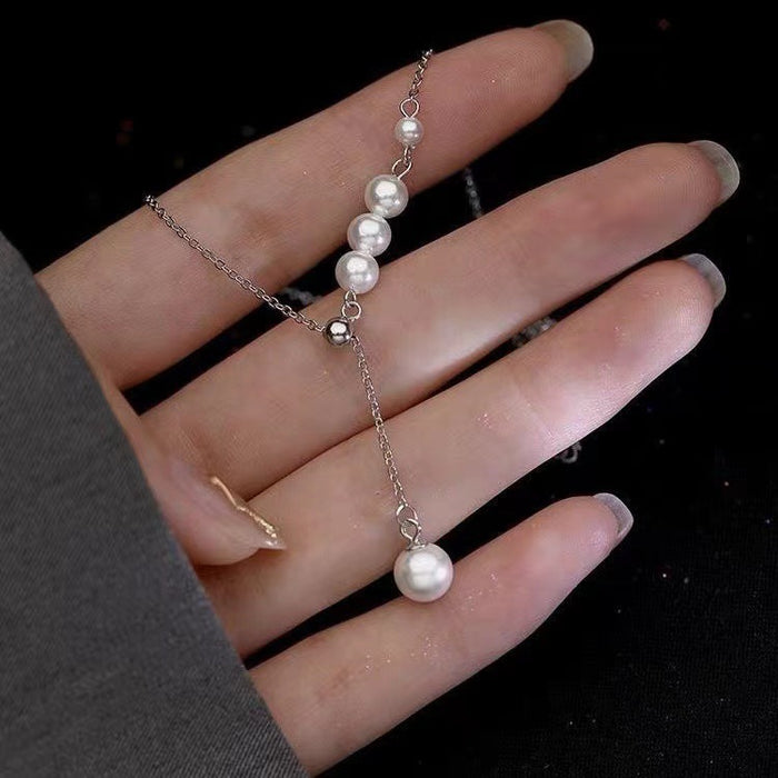 Wholesale New minimalist pearl necklace, versatile, high-end, fashionable, trendy, collarbone chain, light luxury, niche accessory