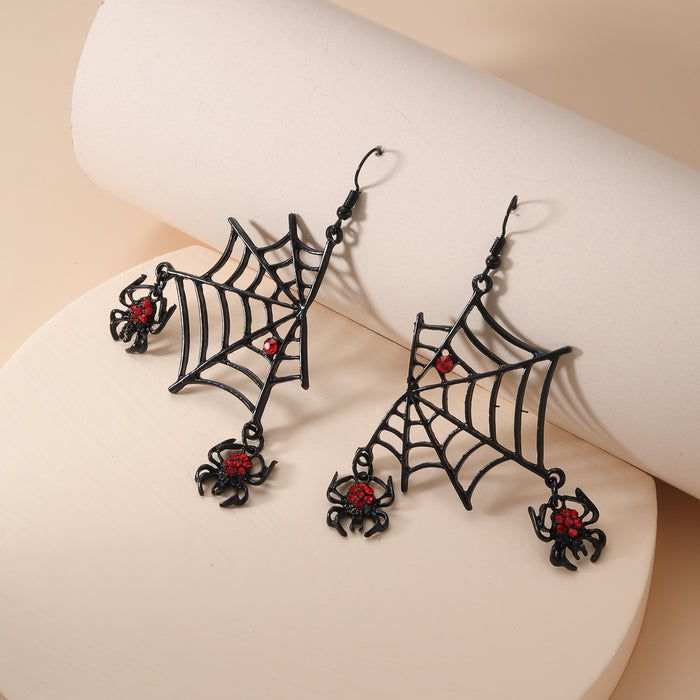 Wholesale Halloween Nightclub Diamond-encrusted Spider Web Earrings Women's Earrings