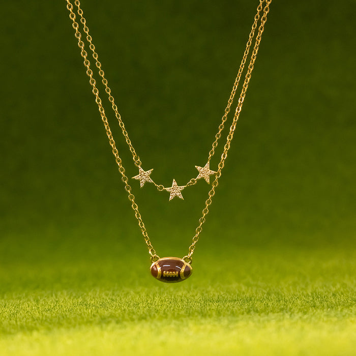 Wholesale Stainless Steel Oil-Drip Rugby Luxury Niche Necklace