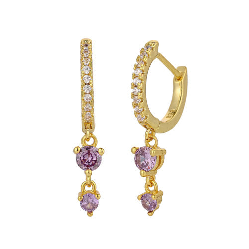 Wholesale Round Zircon Row of Diamond Earrings