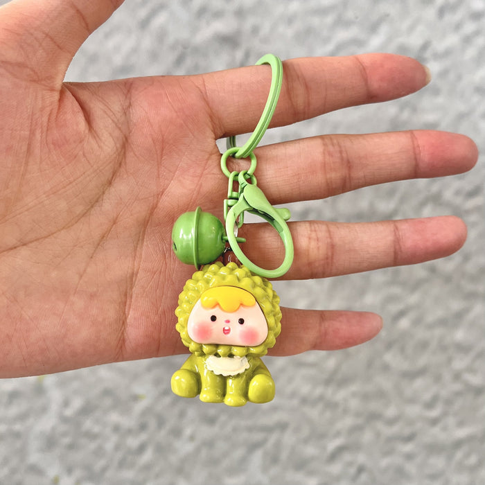 Wholesale Cute Fruit Animal Bell Keychain Blind Bag Plastic Resin Car Key Accessory Gift For Girls