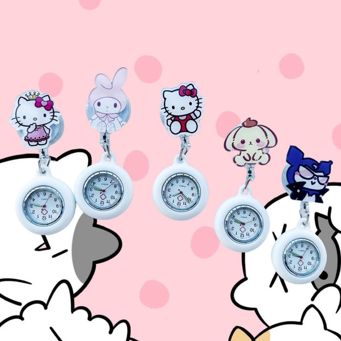 Wholesale Cute cartoon retractable luminous pocket watch