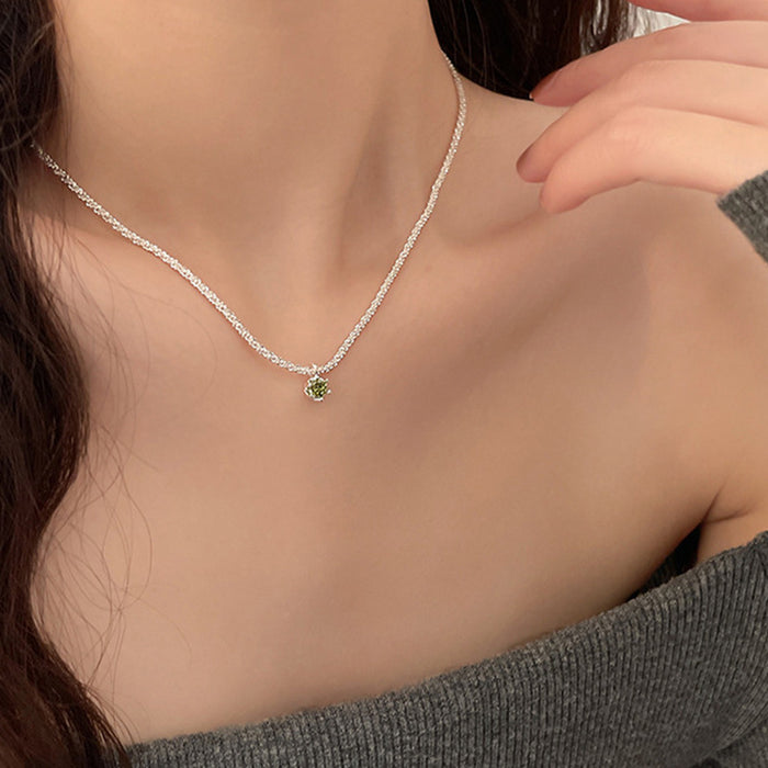 Wholesale Retro style olive green diamond mini pendant, starry sky necklace, niche necklace