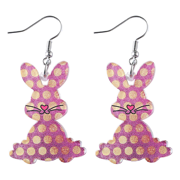 Wholesale  cartoon cute Easter pattern rabbit earrings  color acrylic ear jewelry