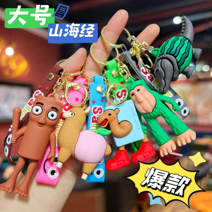 Wholesale Keychain Pendant Abstract Funny Wooden Stick People' s PVC Pendant