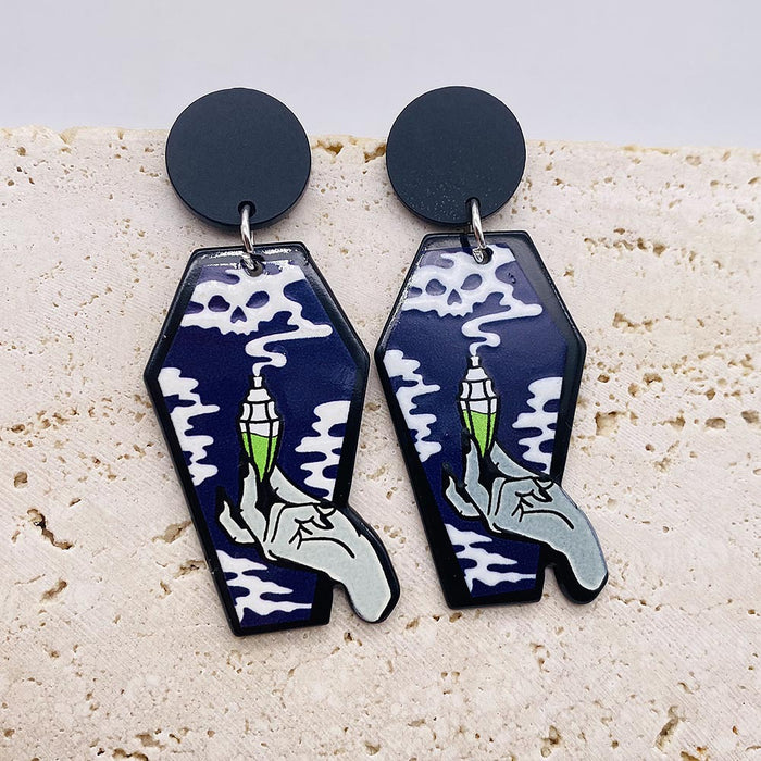 Wholesale  earrings coffin ghost bat acrylic earrings Amazon holiday jewelry