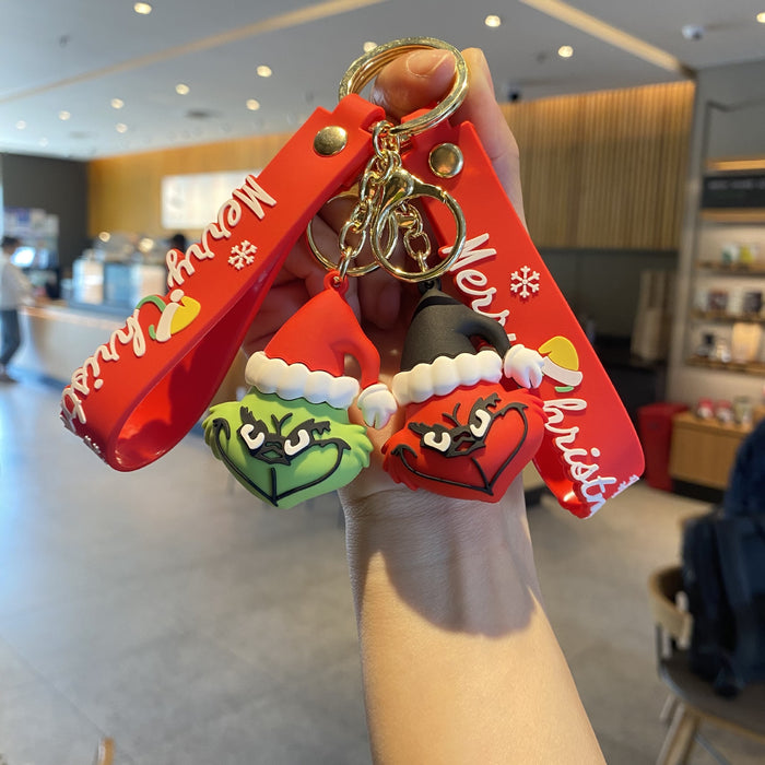 Wholesale Christmas Hat Cartoon Doll PVC Keychain JDC-KC-MingT020