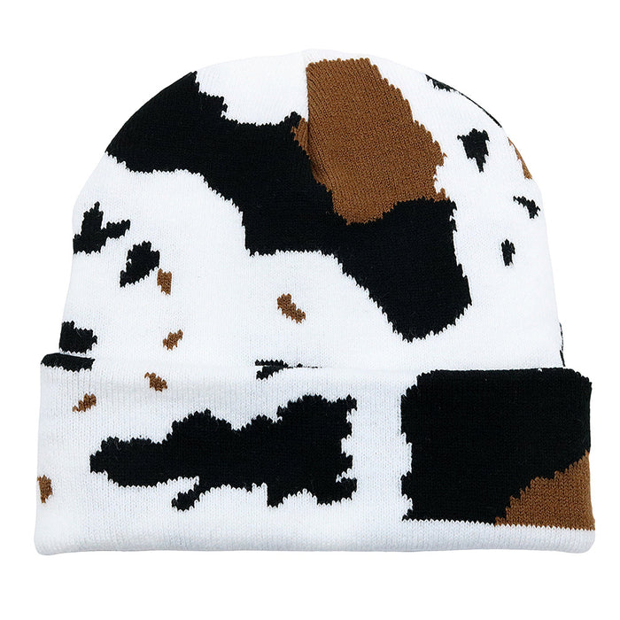 Wholesale Cow Leopard Print Jacquard Acrylic Wool Knitted Hat JDC-FH-HaiPu012