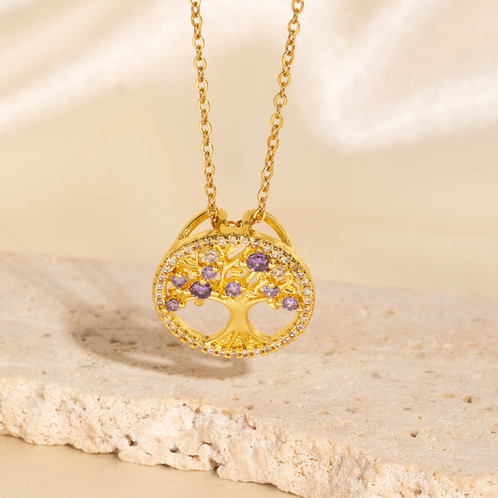 Wholesale Gold-plated copper micropaved zirconia necklace