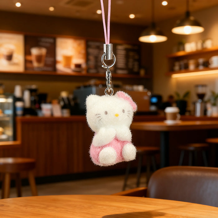 Wholesale 3D Flocked Kitten Charm  Cute Keychain
