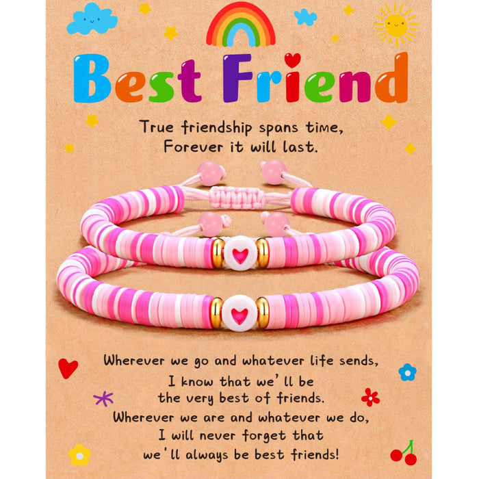 Wholesale Friend Card Woven Bracelet Friend Colored Soft Ceramic Love Bracelet Stretchable Friendship Woven Bracelet
