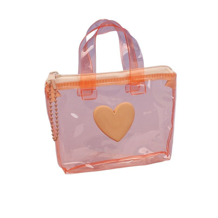 Wholesale Chic Heart Shaped Solid Pink Jelly Waterproof Coin Purse Earphone Bag Gift Pendant Storage Pouch For Everyday Use