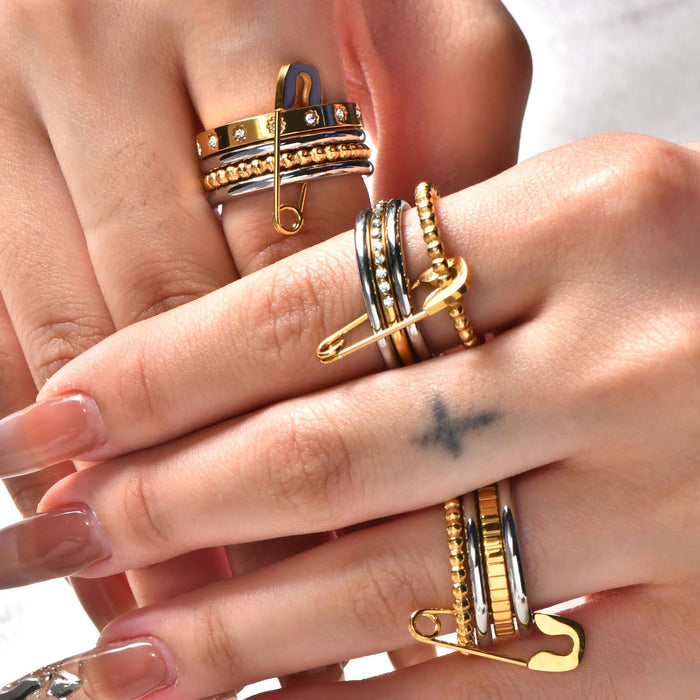 Wholesale  Multi-Layered Stacked Rings,  Titanium Steel Non-Fading Rings