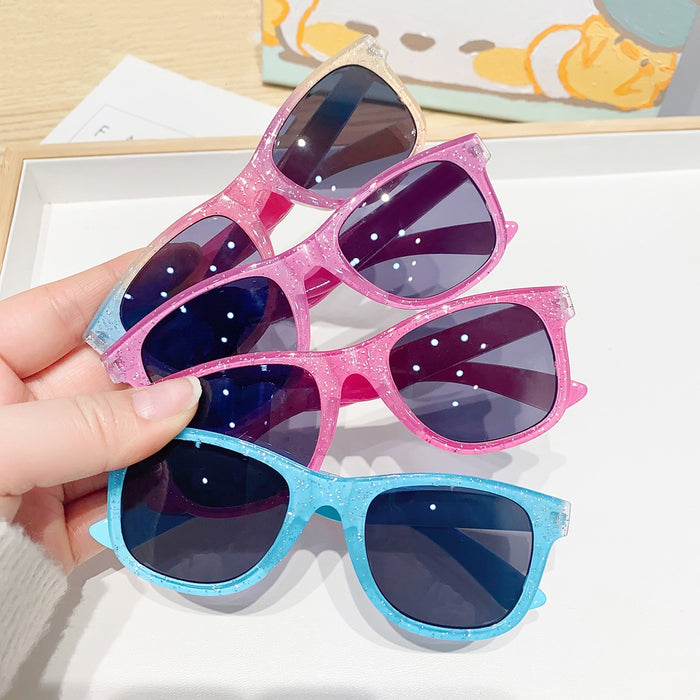 Wholesale New Rainbow Round Frame Thin Glitter Sunshade Sunglasses Trendy Fashion Sunglasses