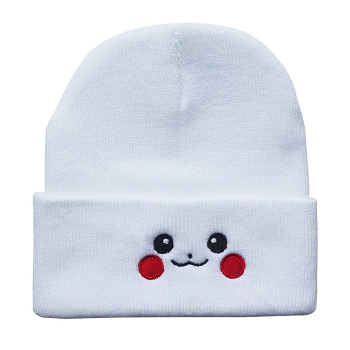 Wholesale Cartoon Cute Smiley Face Embroidery Acrylic Knitted Beanie JDC-FH-LvH015